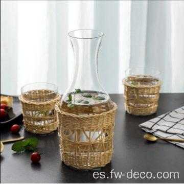 CARAFE VINTAGE Glass Water y dos vasos